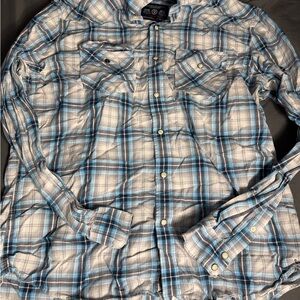 American Eagle Outfitters Blue and White Checkered Shirt